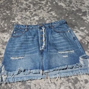 Signature8 Blue Frayed Mini Skirt Size Large